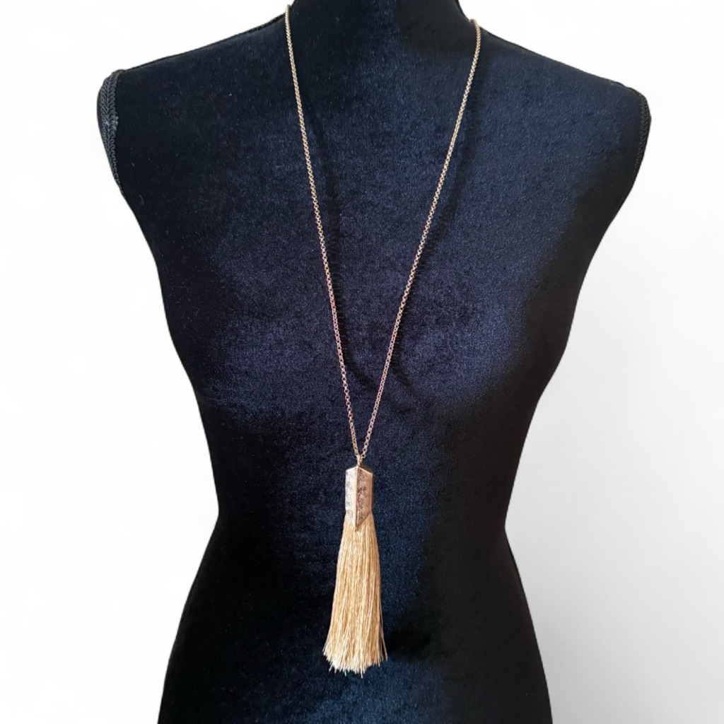 Wildflower Gold 24” Tassel Necklace With Matching Earrings Nwt